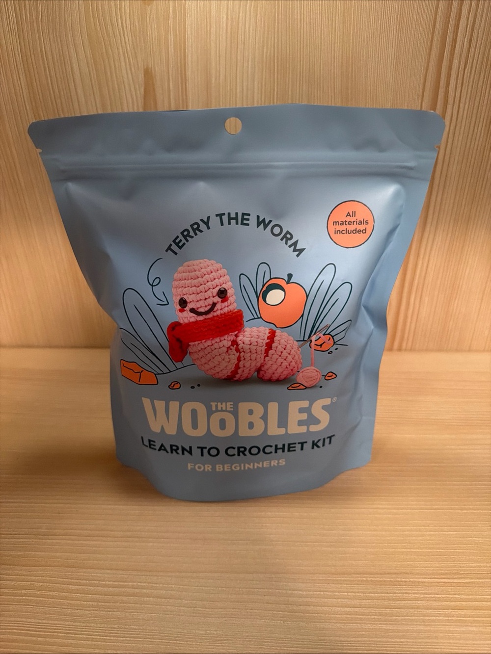 The Woobles 'Terry the Worm' Crochet Kit - Pink